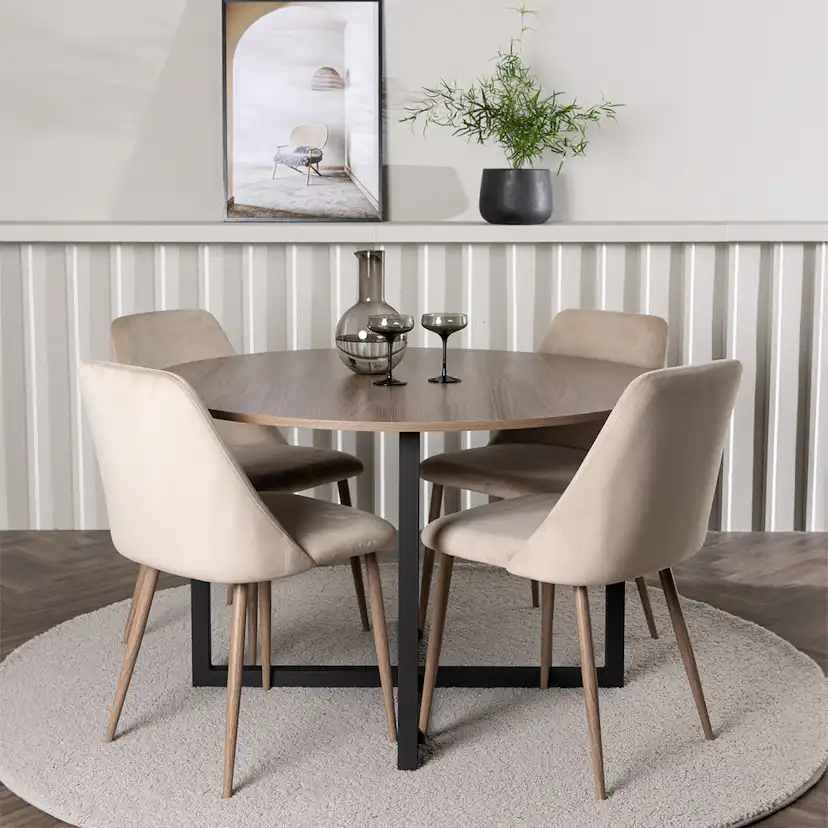 Matgrupp Venture Home Durango Ø120 cm med 4 st Night stolar