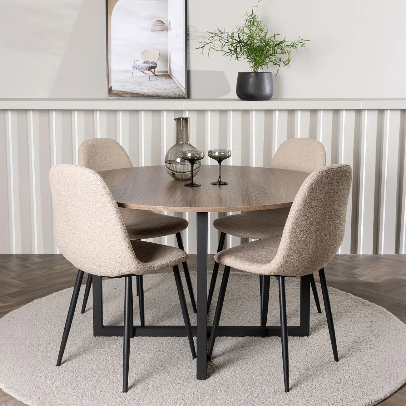 Matgrupp Venture Home Durango Ø120 cm med 4 st Polar stolar