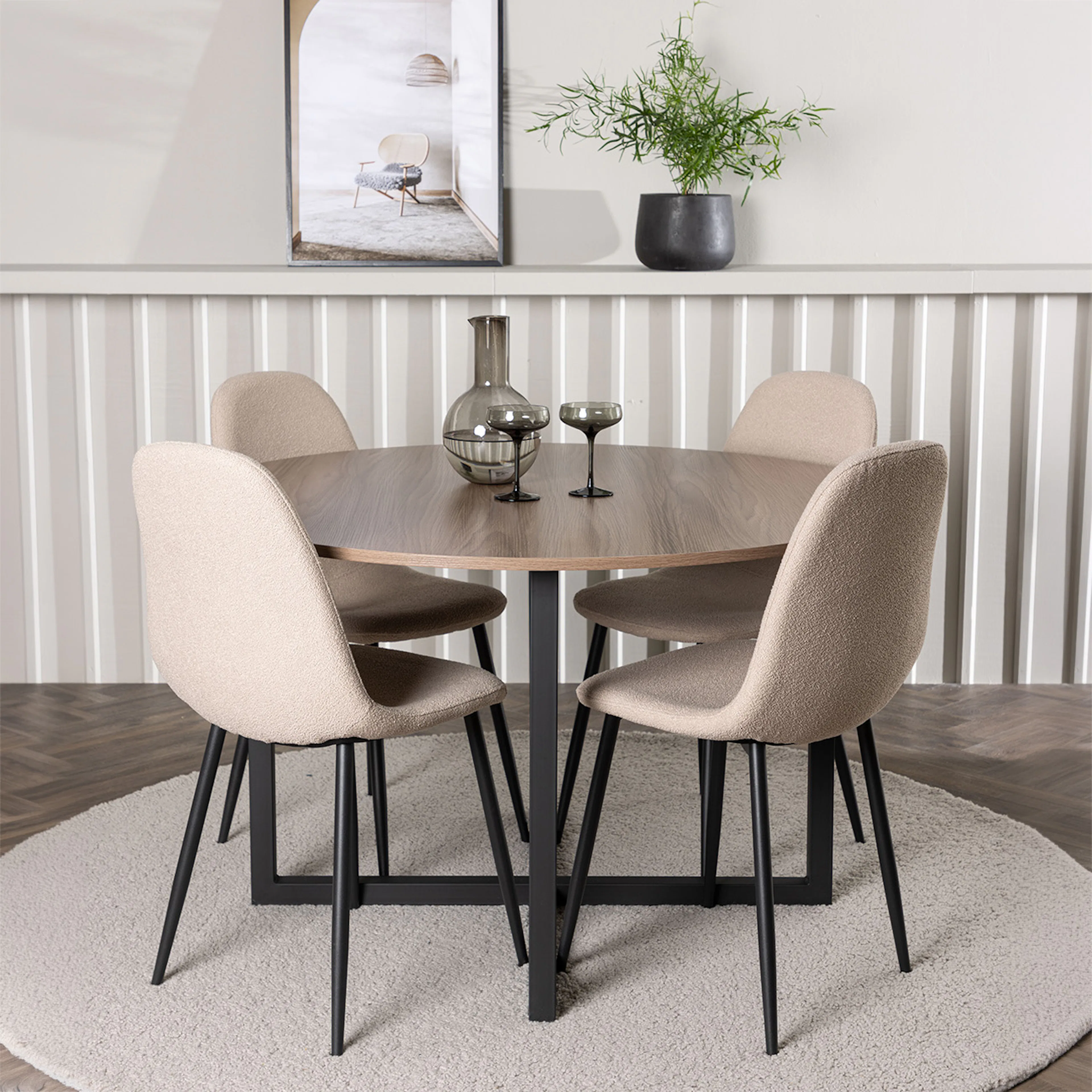 Matgrupp Venture Home Durango Ø120 cm med 4 st Polar stolar