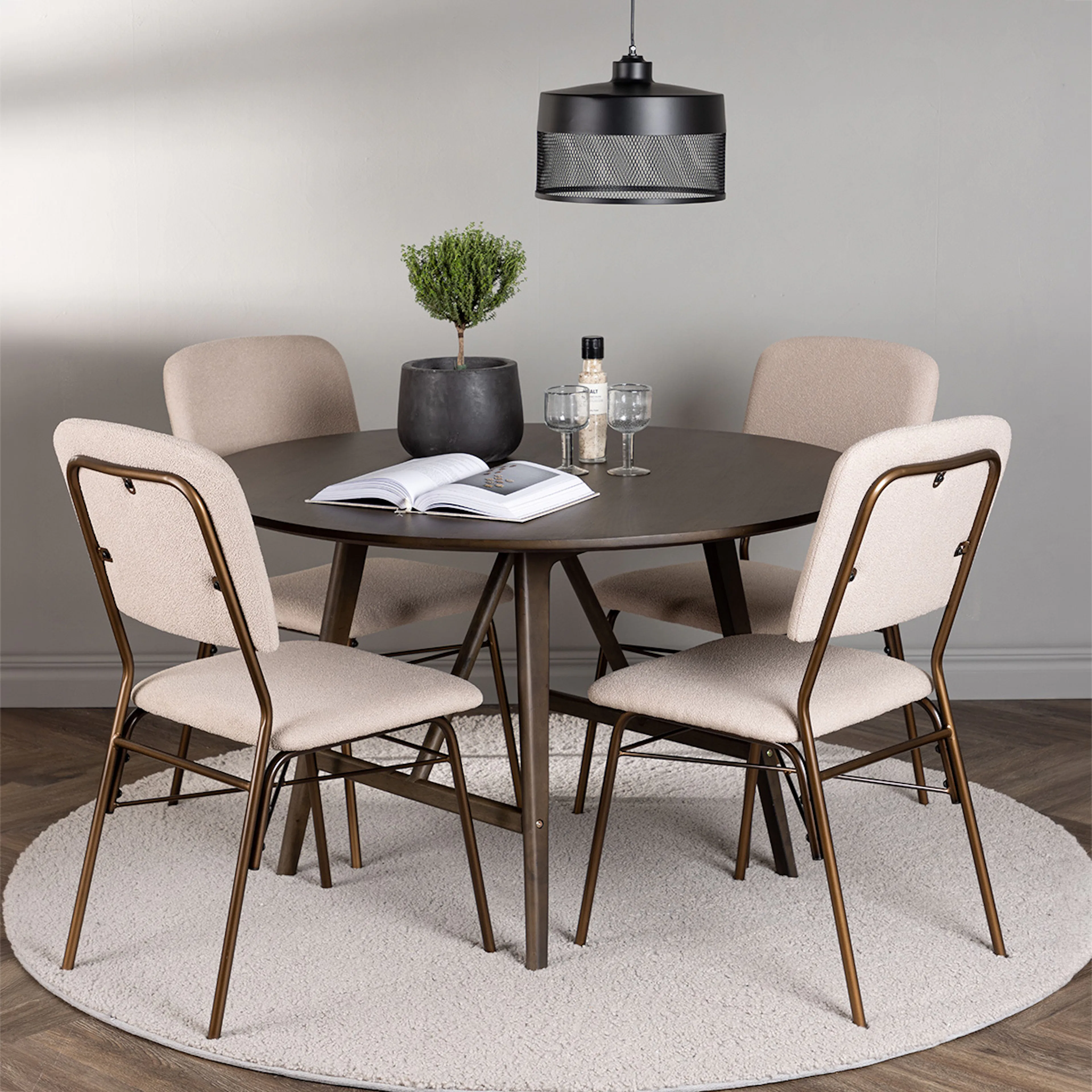 Matgrupp Venture Home Kaseidon Ø100 cm med 4 st Seda stolar