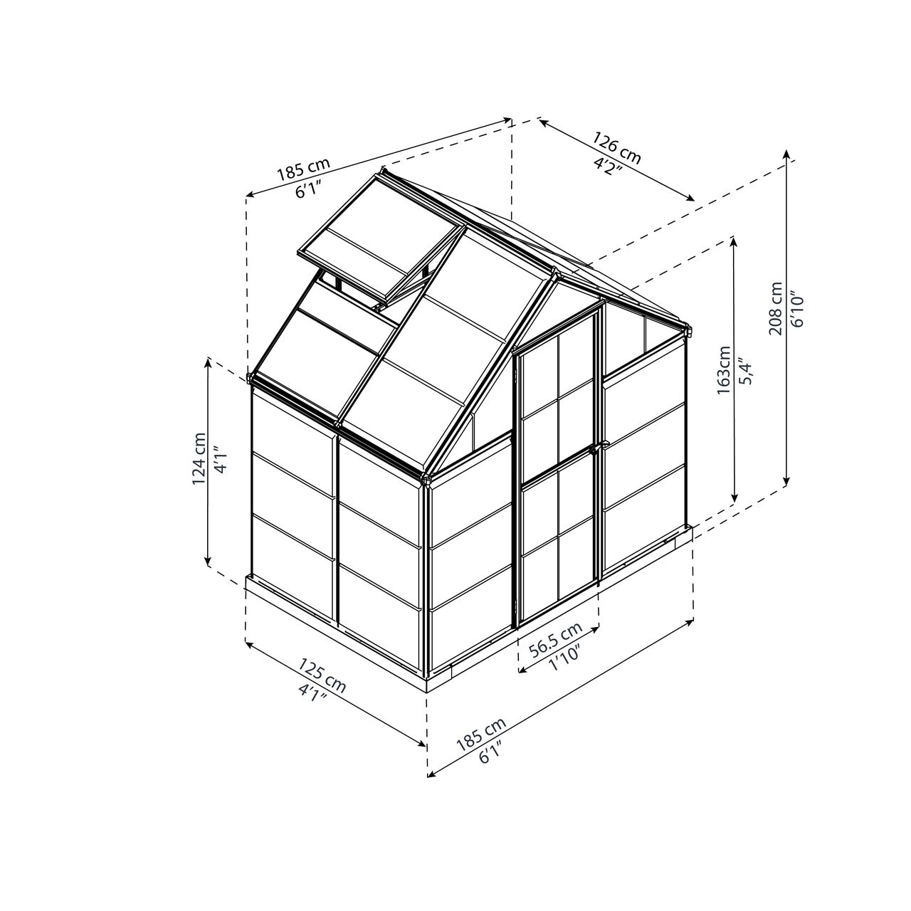Växthus Canopia by Palram Harmony Aluminiumram med UV-Skyddad Polykarbonat & Ventilationsfönster, 2,3 m²