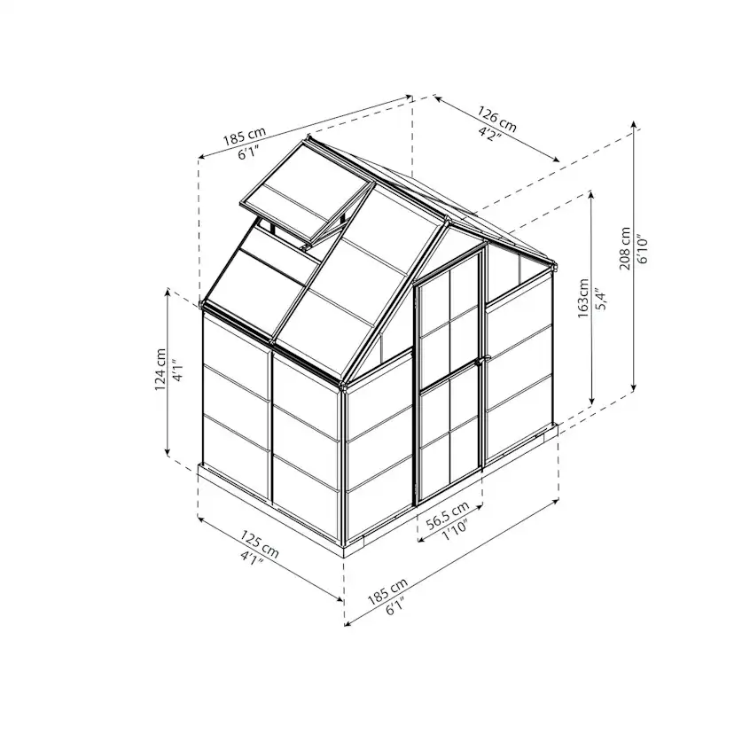 Växthus Canopia by Palram Harmony Aluminiumram med UV-Skyddad Polykarbonat & Ventilationsfönster, 2,3 m²