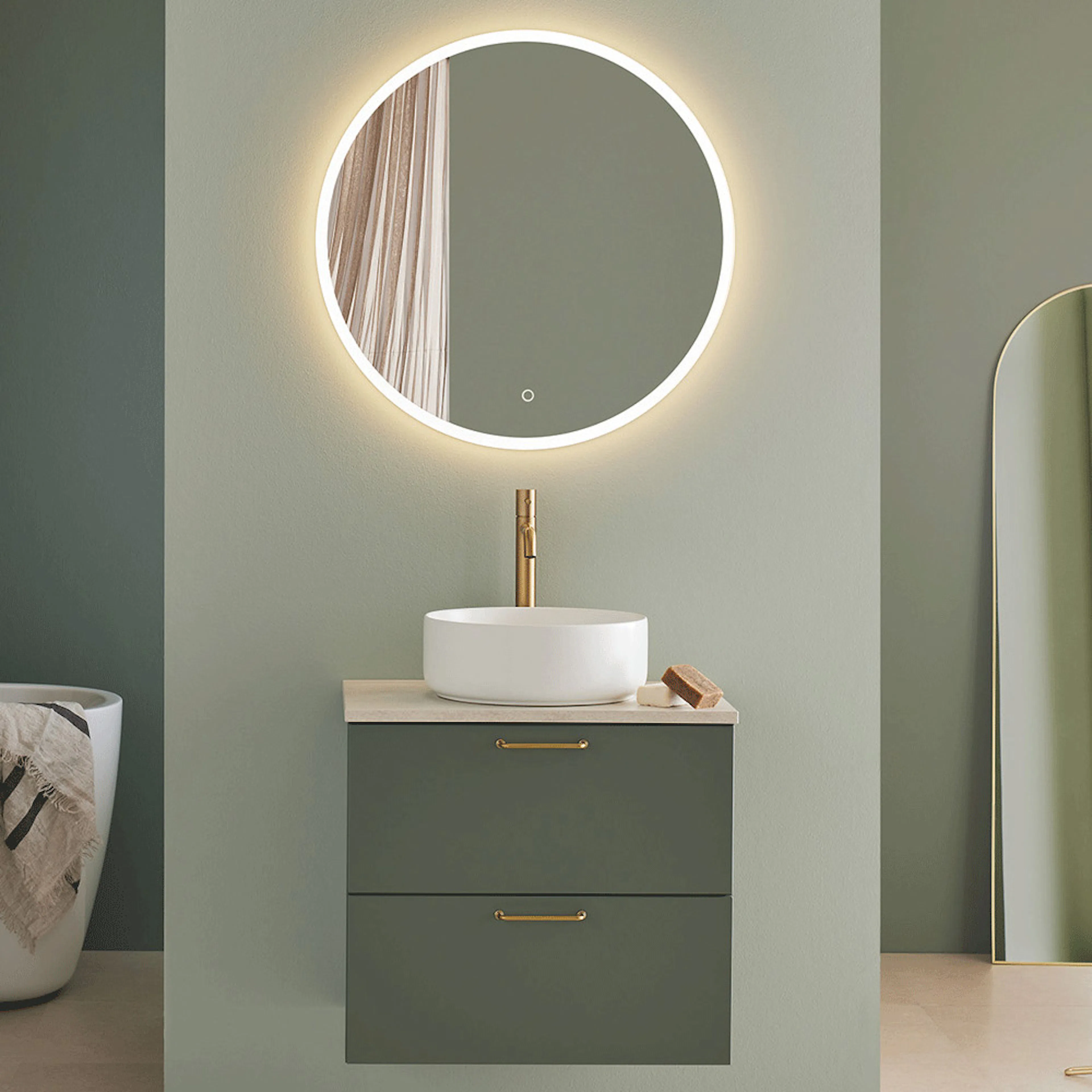 Tvättställsskåp Hafa Haze 2 Lådor med Bänkskiva och Handfat