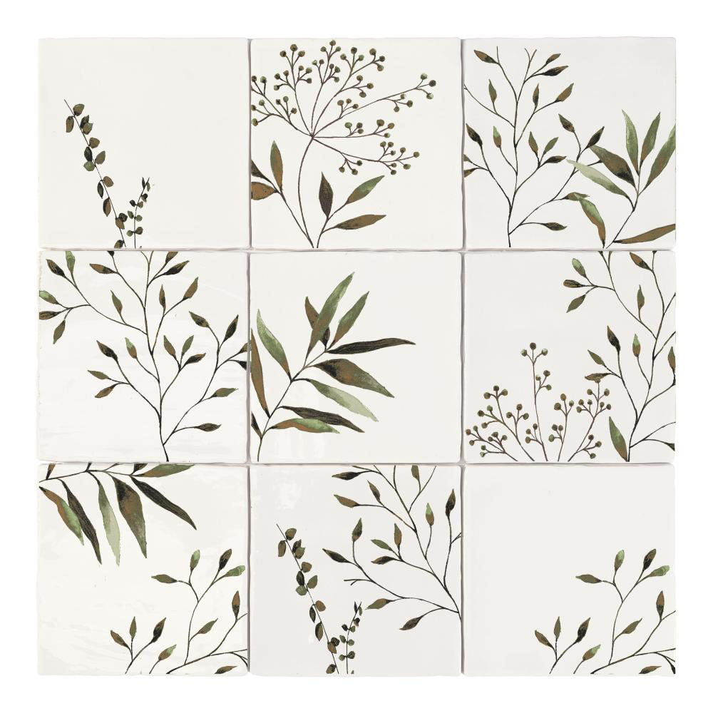 Kakel Lhådös Olivia dekor grön 15x15