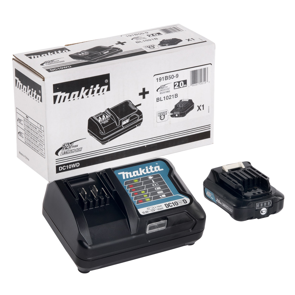 Batteripaket Makita 191B50-9 12V 2,0 Ah Li-ion Batteri och Laddare
