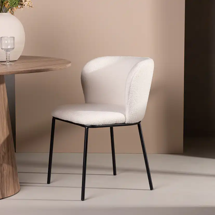 Matstol Venture Home Edina Vit Stol i Boucle 2 st