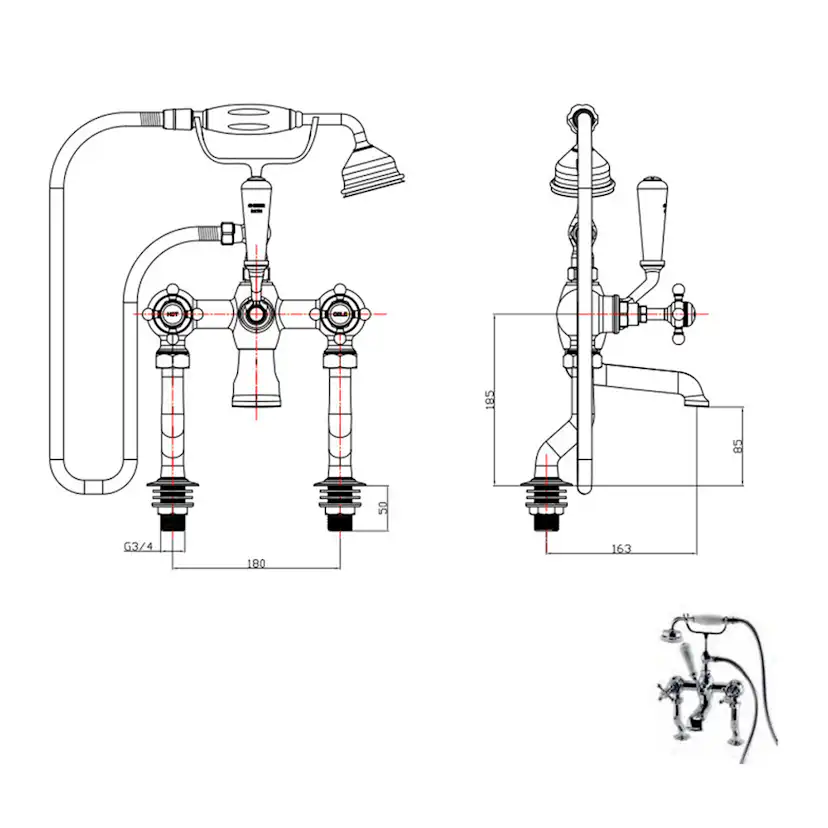 Dusch- och Badkarsblandare Imperial Lichfield för Sargmontage