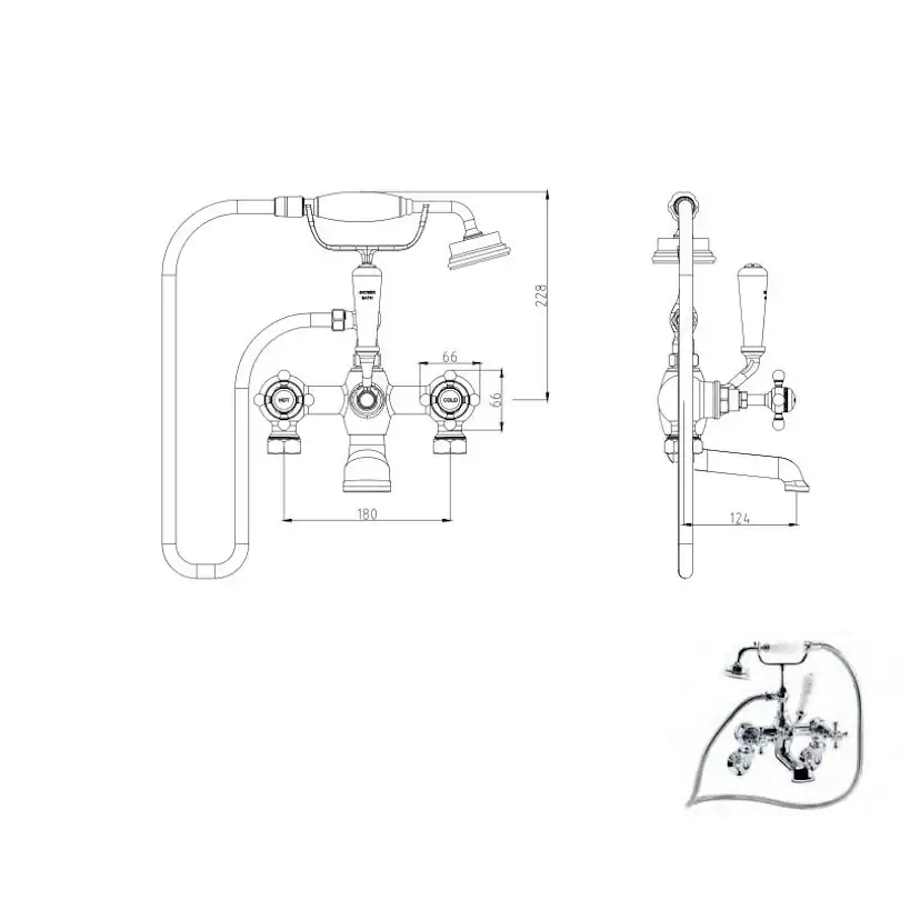 Dusch- och Badkarsblandare Imperial Lichfield för Väggmontage