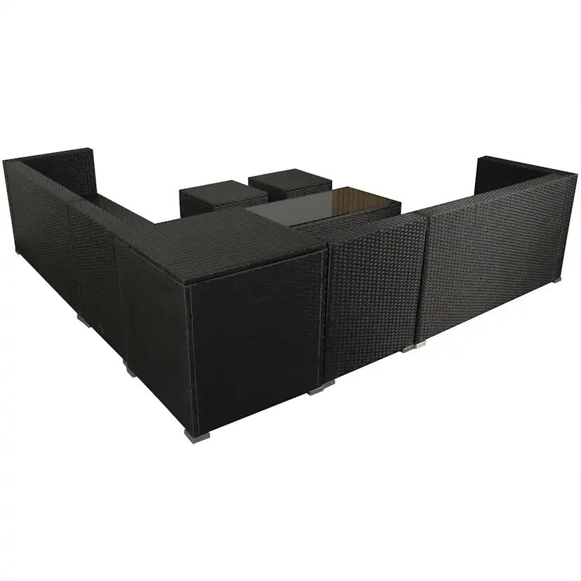 Loungegrupp Lyfco Djursvik 234 Utemöbler i Svart Konstrotting med Inbyggd Förvaring