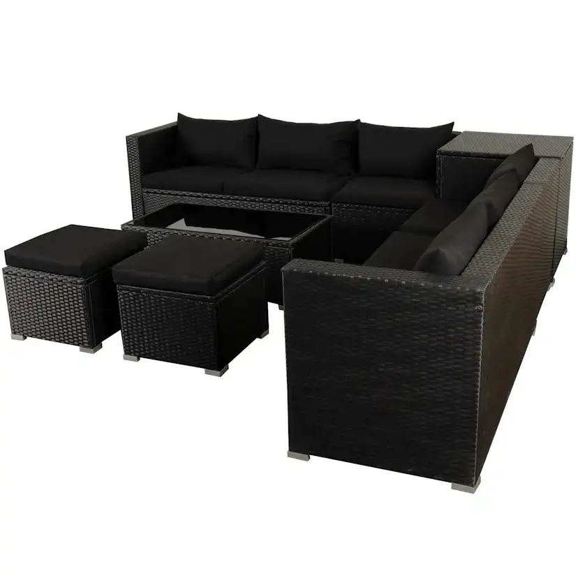 Loungegrupp Lyfco Djursvik 234 Utemöbler i Svart Konstrotting med Inbyggd Förvaring