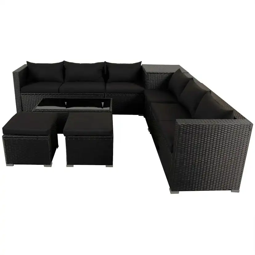 Loungegrupp Lyfco Djursvik 234 Utemöbler i Svart Konstrotting med Inbyggd Förvaring