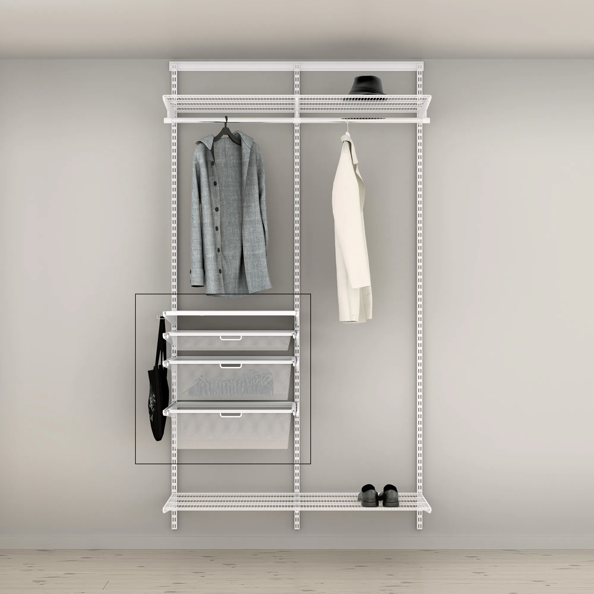 Tilläggslösning Elfa Ready Solution Classic 60.8 Vit B: 607 mm