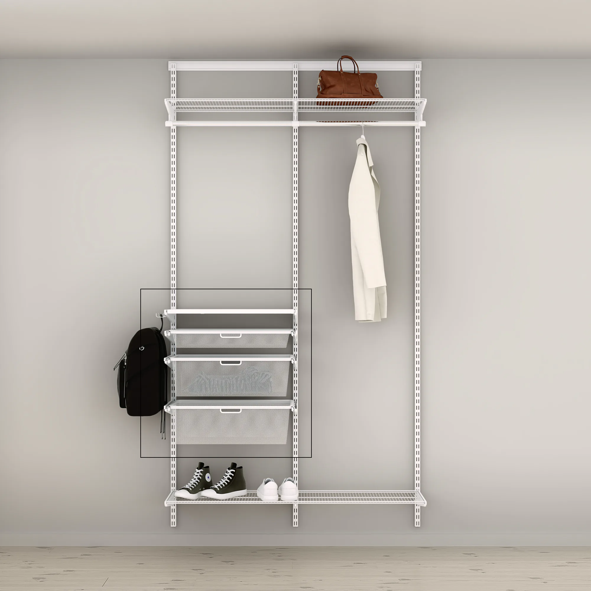 Tilläggslösning Elfa Ready Solution Classic 60.9 Vit B: 607 mm