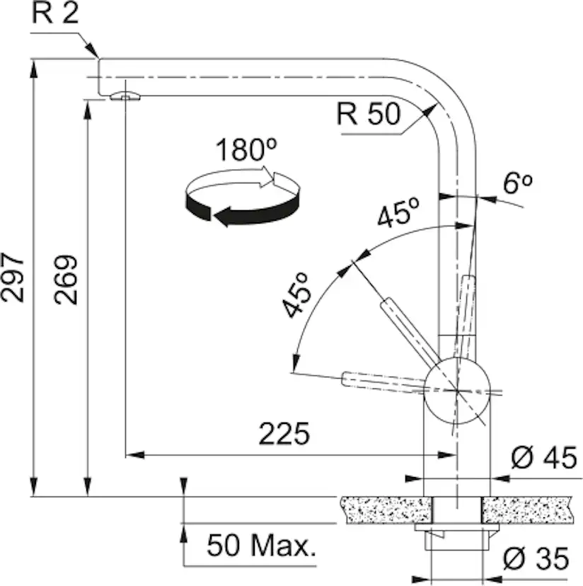 Köksblandare Franke Atlas Neo Med Fast Pip och Laminar flow