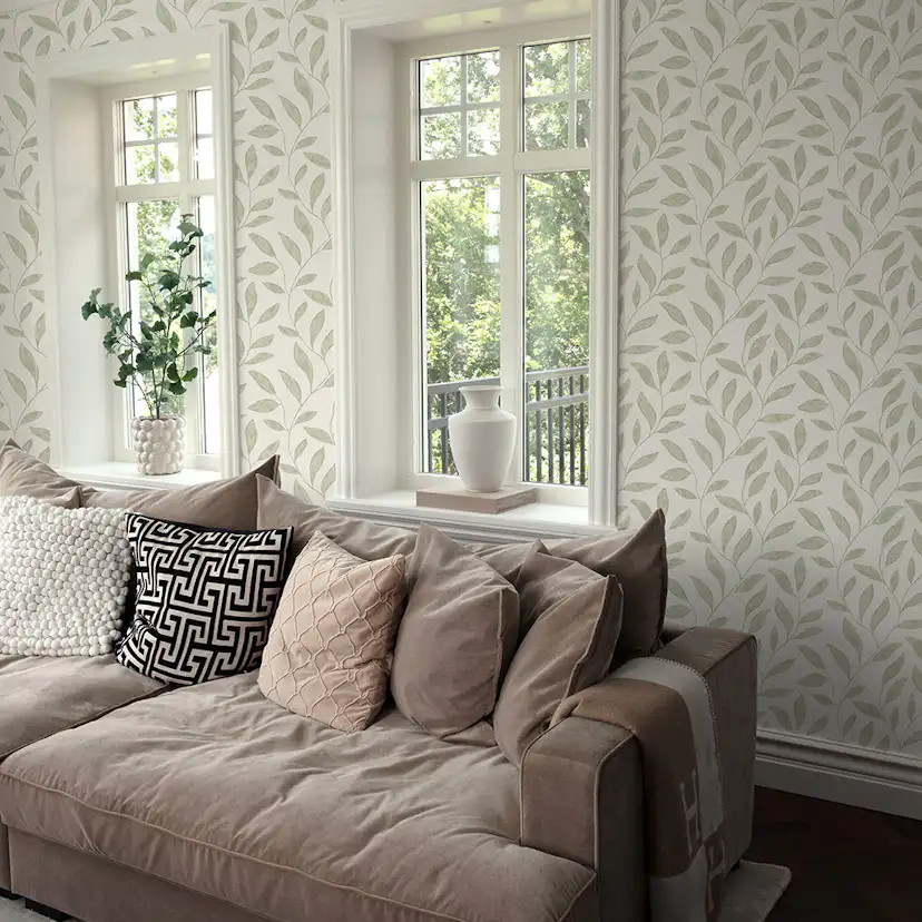 Tapet Fiona Home NW Soft Leaves 201201 Non Woven, Mönstrad Grön
