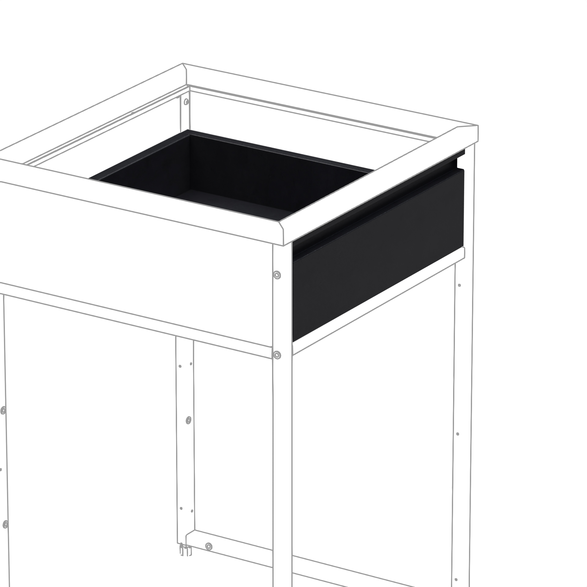 Låda Skotte Kitchen 538  Svart 180mm Till Utekök