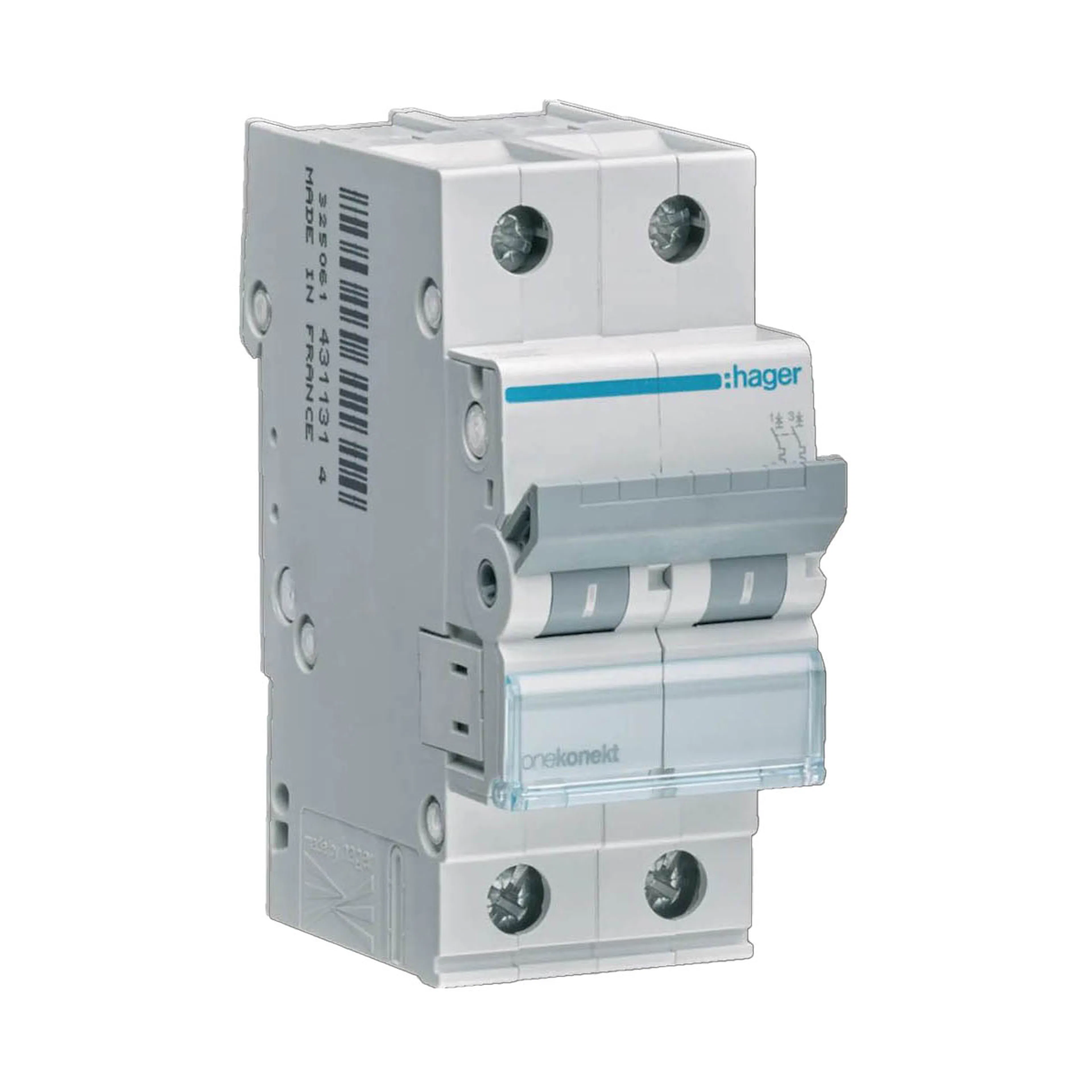 Dvärgbrytare Hager Skruvanslutning 2-polig med C-karakteristik Brytförmåga 6 kA