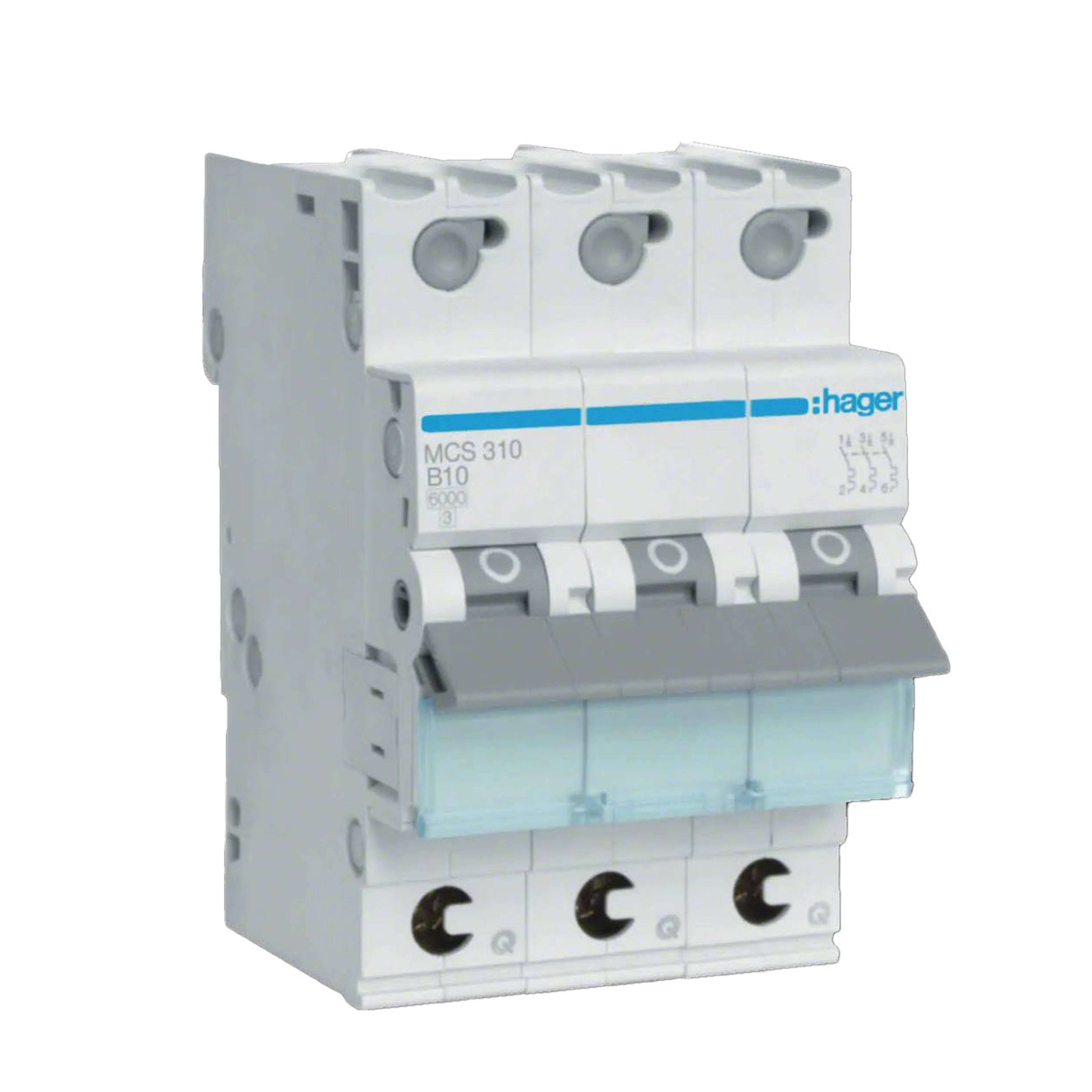 Dvärgbrytare Hager Snabbanslutning QuickConnect 3-polig med C-karakteristisk Brytförmåga 6 kA