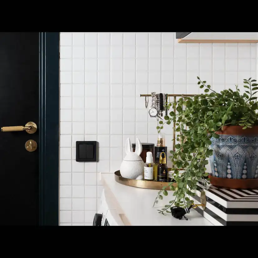 Strömställare Hager Dubbeltrapp Komplett med Ram Insats med Klor Snabbanslutning S.1