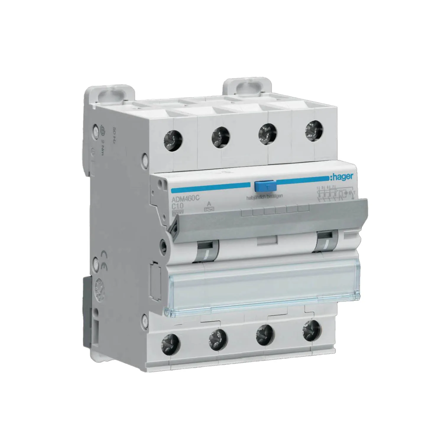 Personskyddsbrytare Hager 4-Polig 6 kA C-Karakteristik 30 mA Typ A med Skruvanslutning
