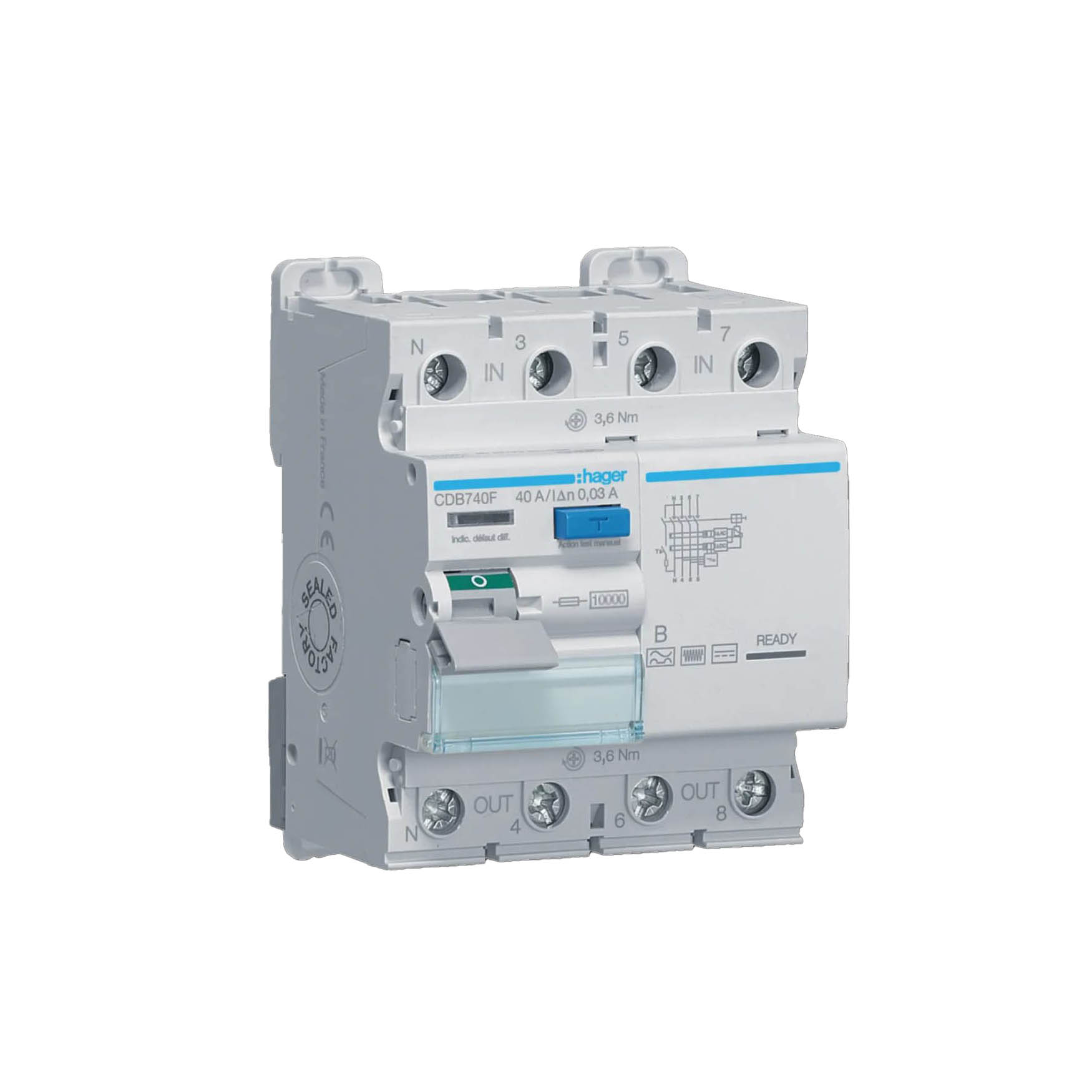 Jordfelsbrytare Hager 3-polig+N 10 kA 25 A 30 mA