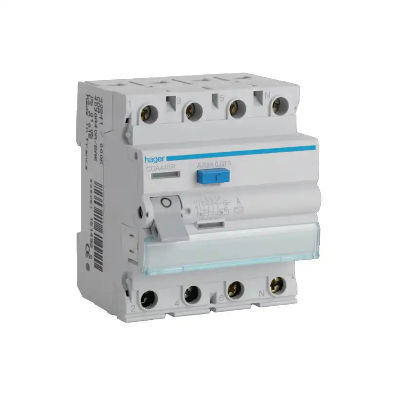 Jordfelsbrytare Hager 4-polig Typ A 6 kA 30 mA Felström
