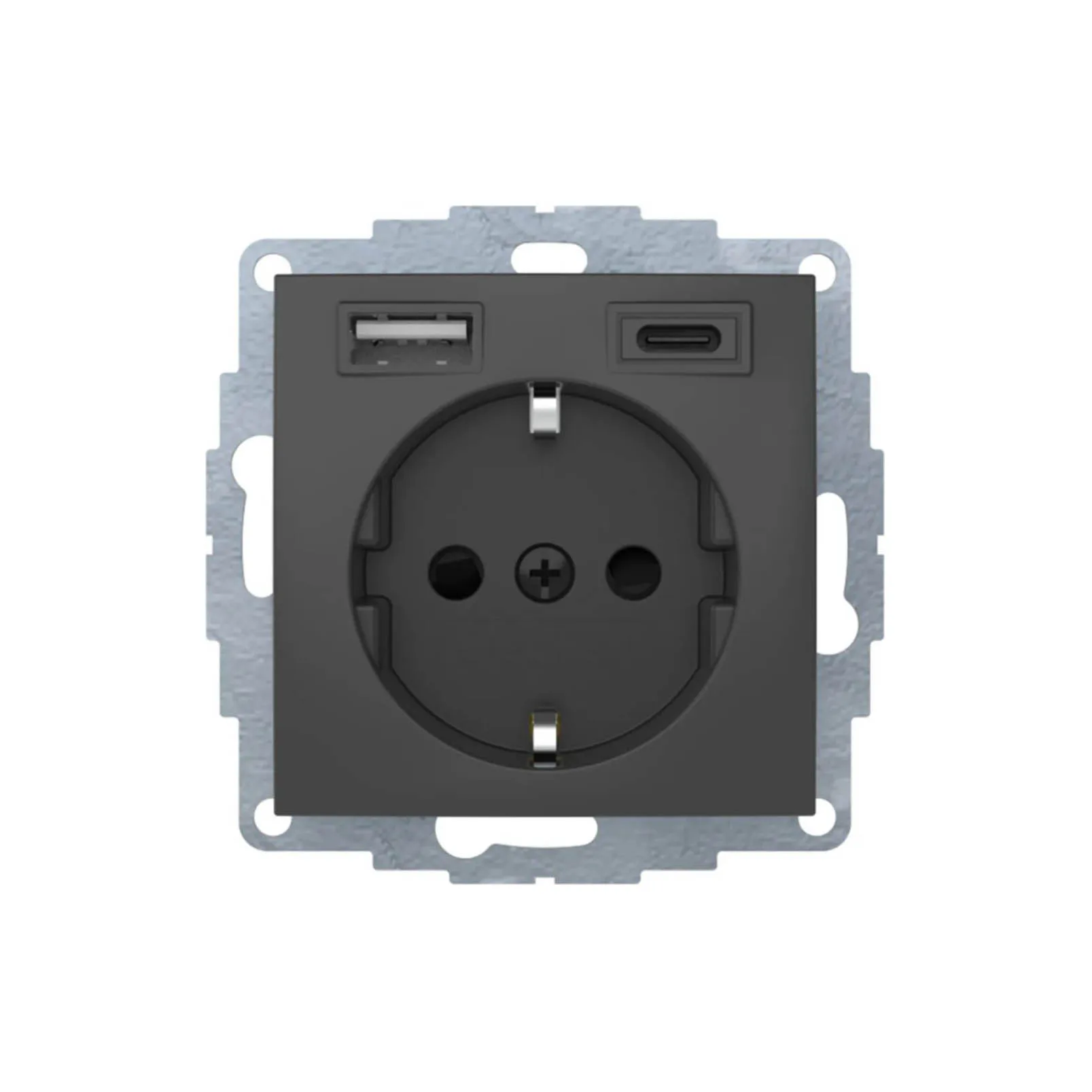 Vägguttag Hager 1-vägs med 2st USB-uttag A+C 3 A 15 W Insats med Klor Snabbanslutning S.1