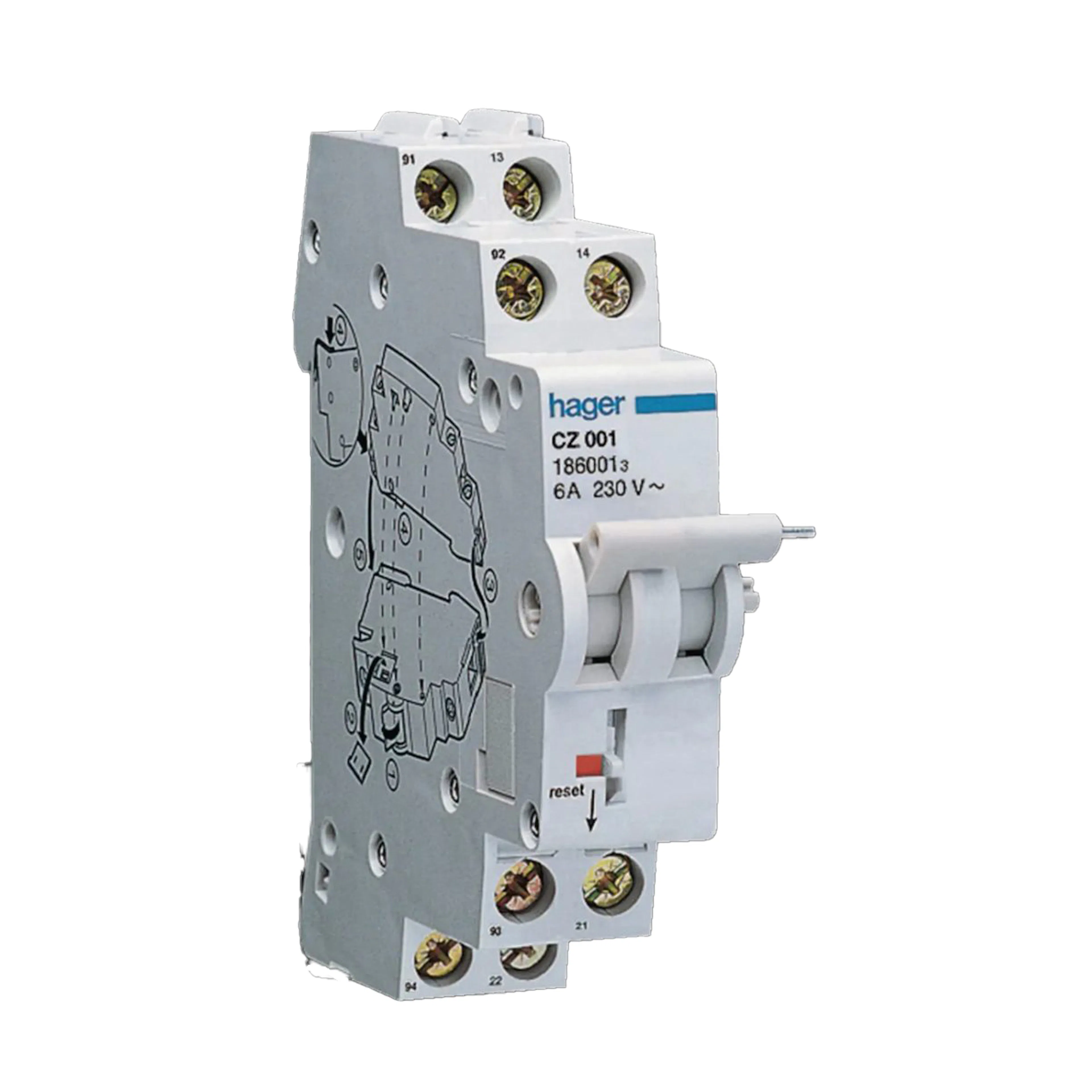 Hjälp/signalkontakt Hager för Jordfelsbrytare 6 A 240 V AC