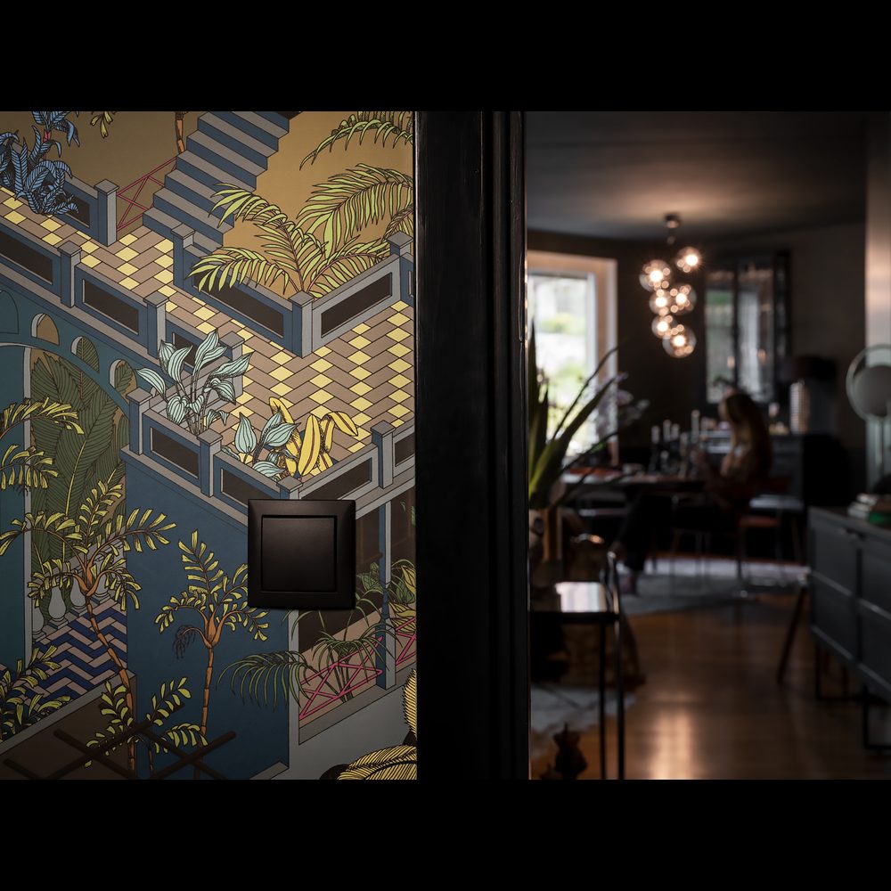 Tryckknapp Hager Komplett med Ram Trapp 10 A Återfjädrande med Klor Snabbanslutning S.1