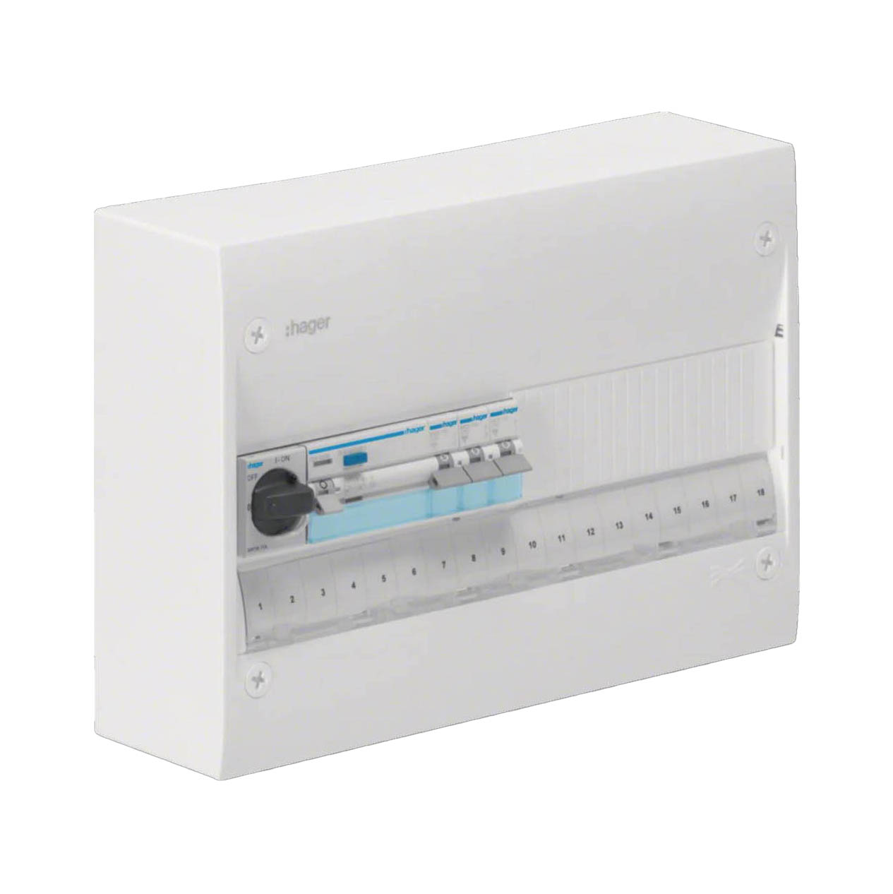 Plastkapsling Hager Gamma Förmonterad Bestyckad med HB, JFB, DVB