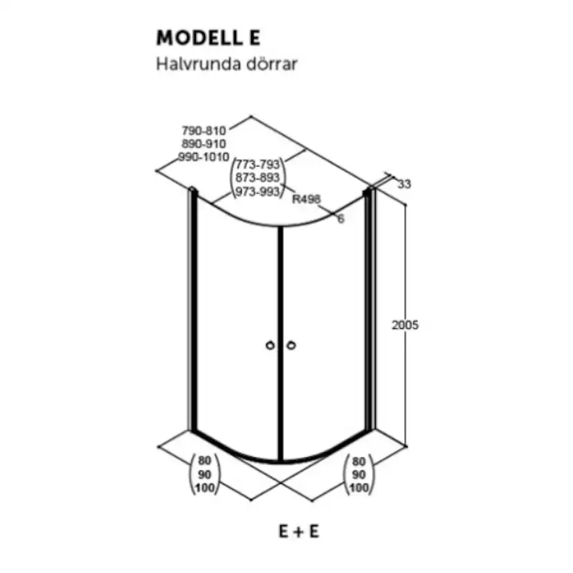 Duschdörr Dansani Match Rund Slag