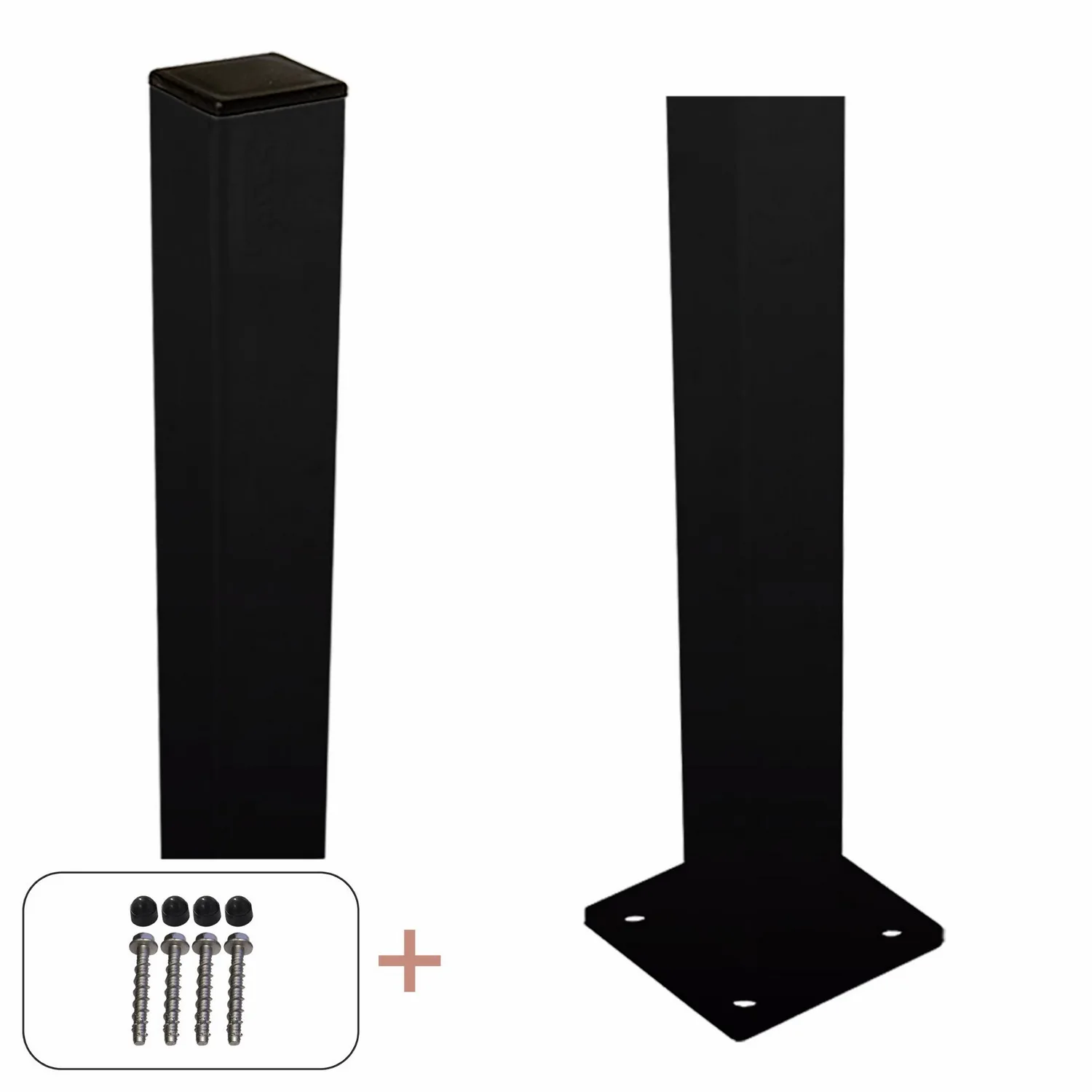 Stålstolpe PLUS Med Fot Svart