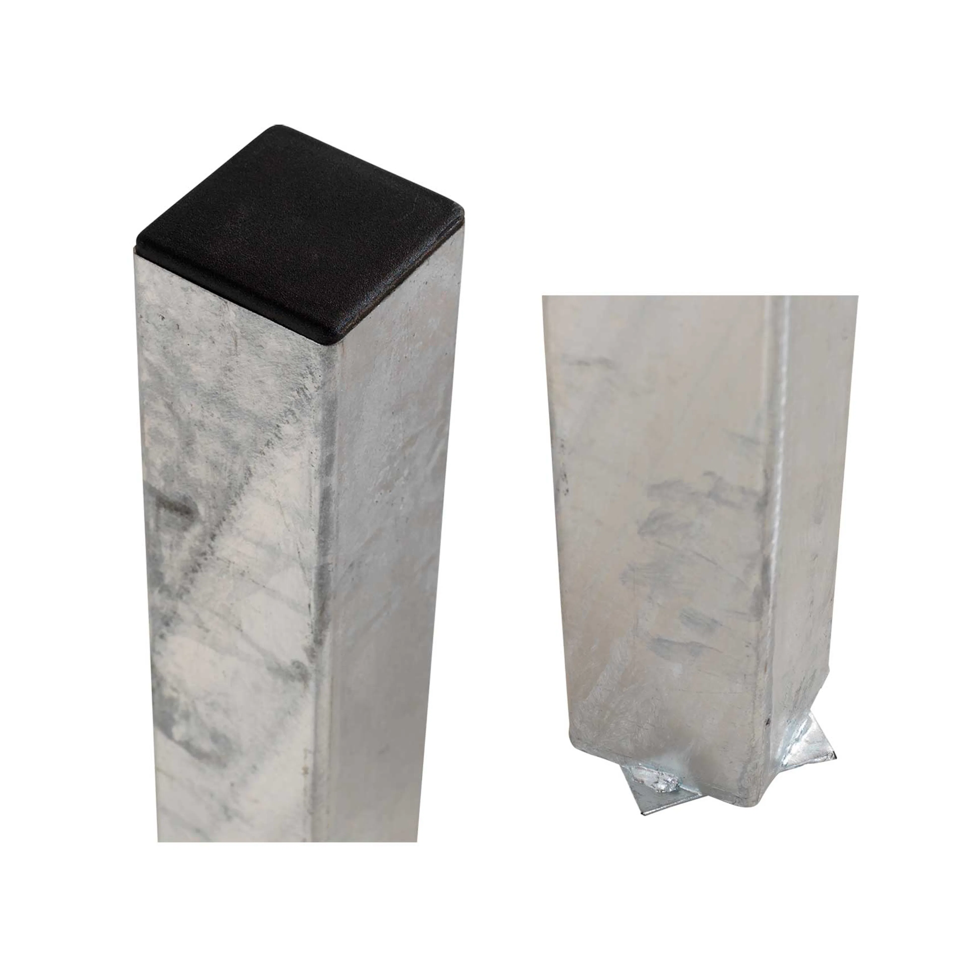 Stålstolpe 4,5x4,5x186 cm - till nedgrävning - inkl. 1 st. stolphatt