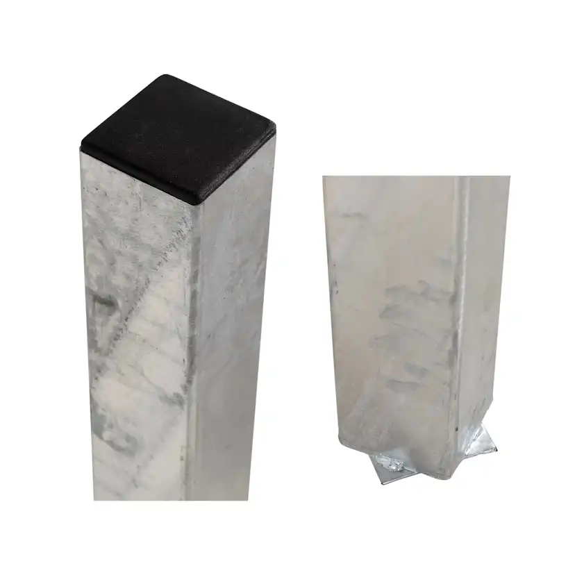 Stålstolpe 4,5x4,5x186 cm - till nedgrävning - inkl. 1 st. stolphatt