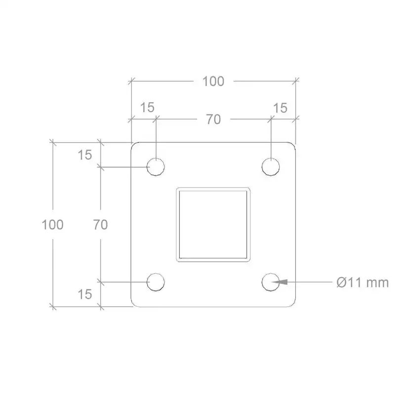 Stålstolpe PLUS Med Fot inkl. Stolpskydd/Bultar 4,5x4,5 cm Svart