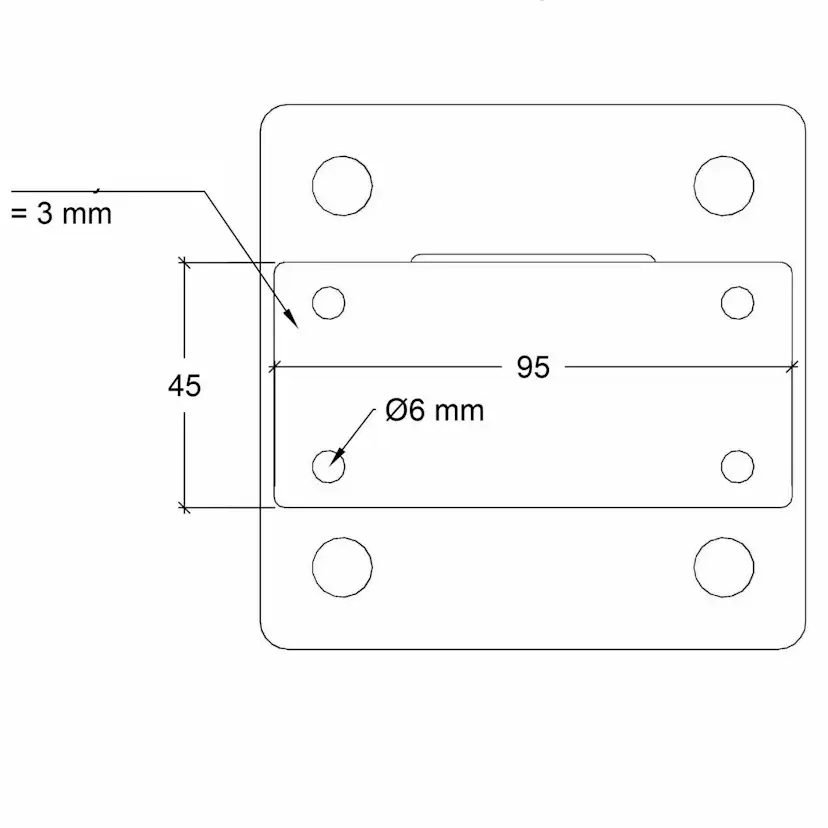 Stålstolpe PLUS Med Fot inkl. Stolpskydd/Bultar 4,5x4,5 cm Svart