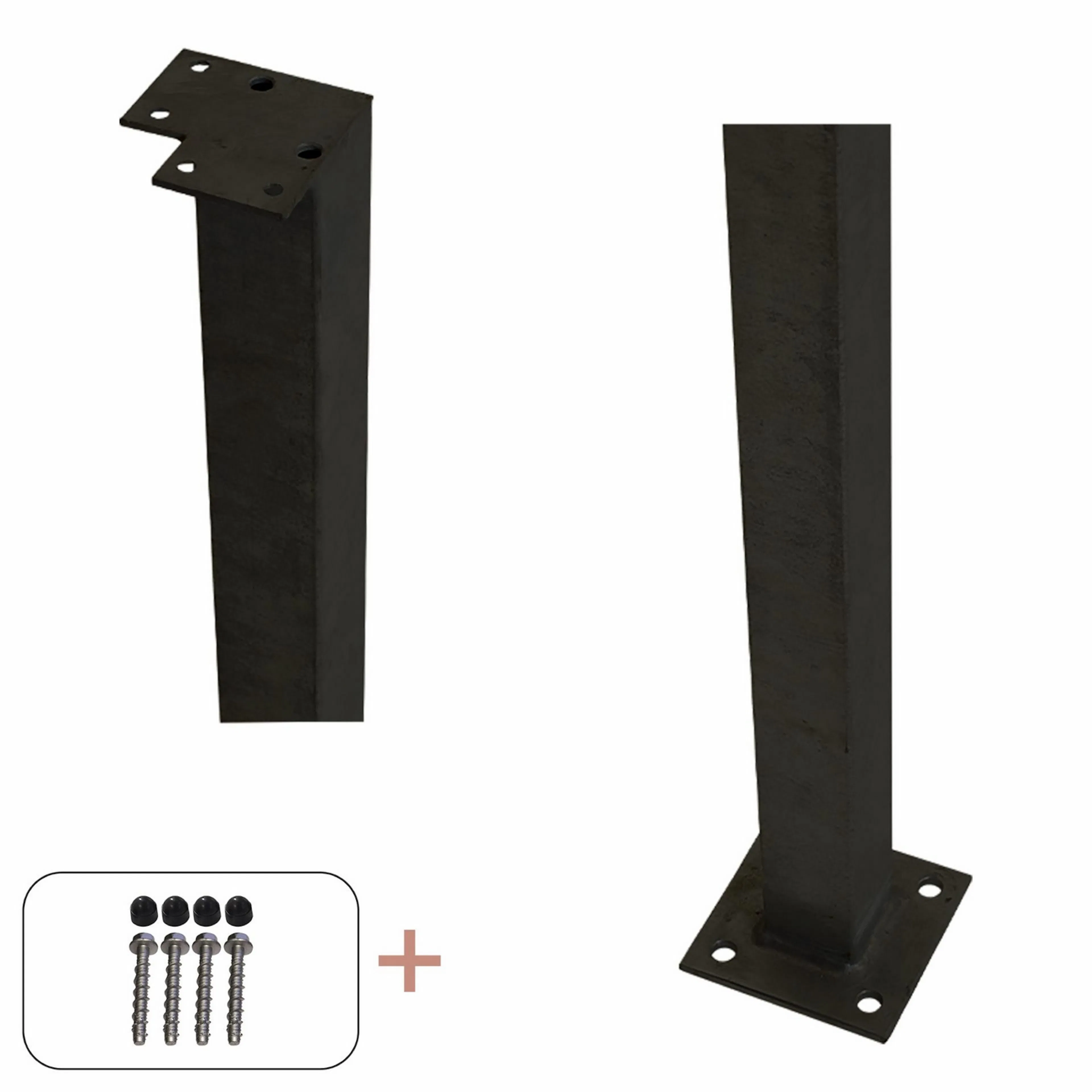 Hörnstolpe PLUS Stål Med Fot För Räcke inkl. Bultar/Mutter Svart