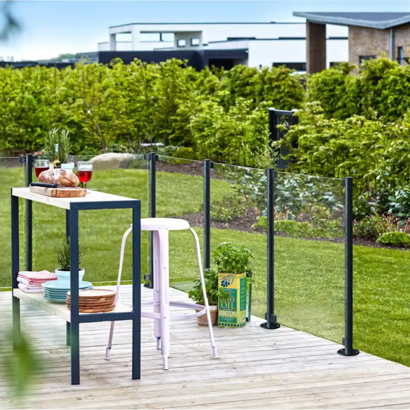 Stålstolpe PLUS Runda Med Fot Gråsvart