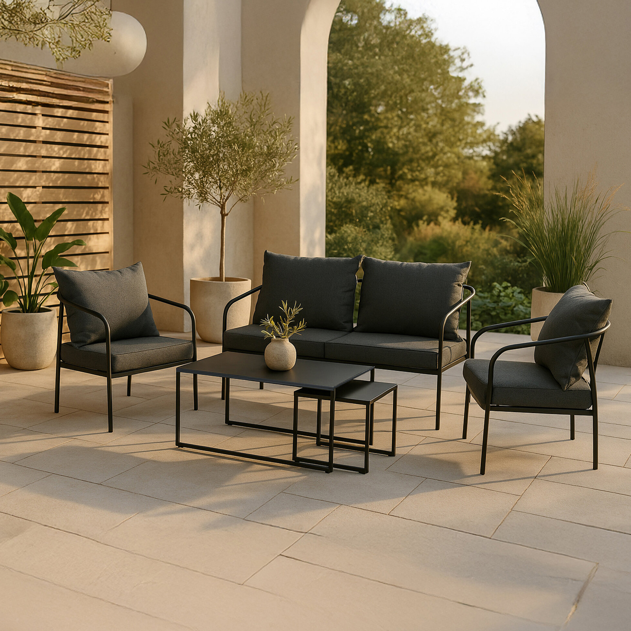 Soffgrupp Venture Home Stina med Bord och Dynor Utomhus