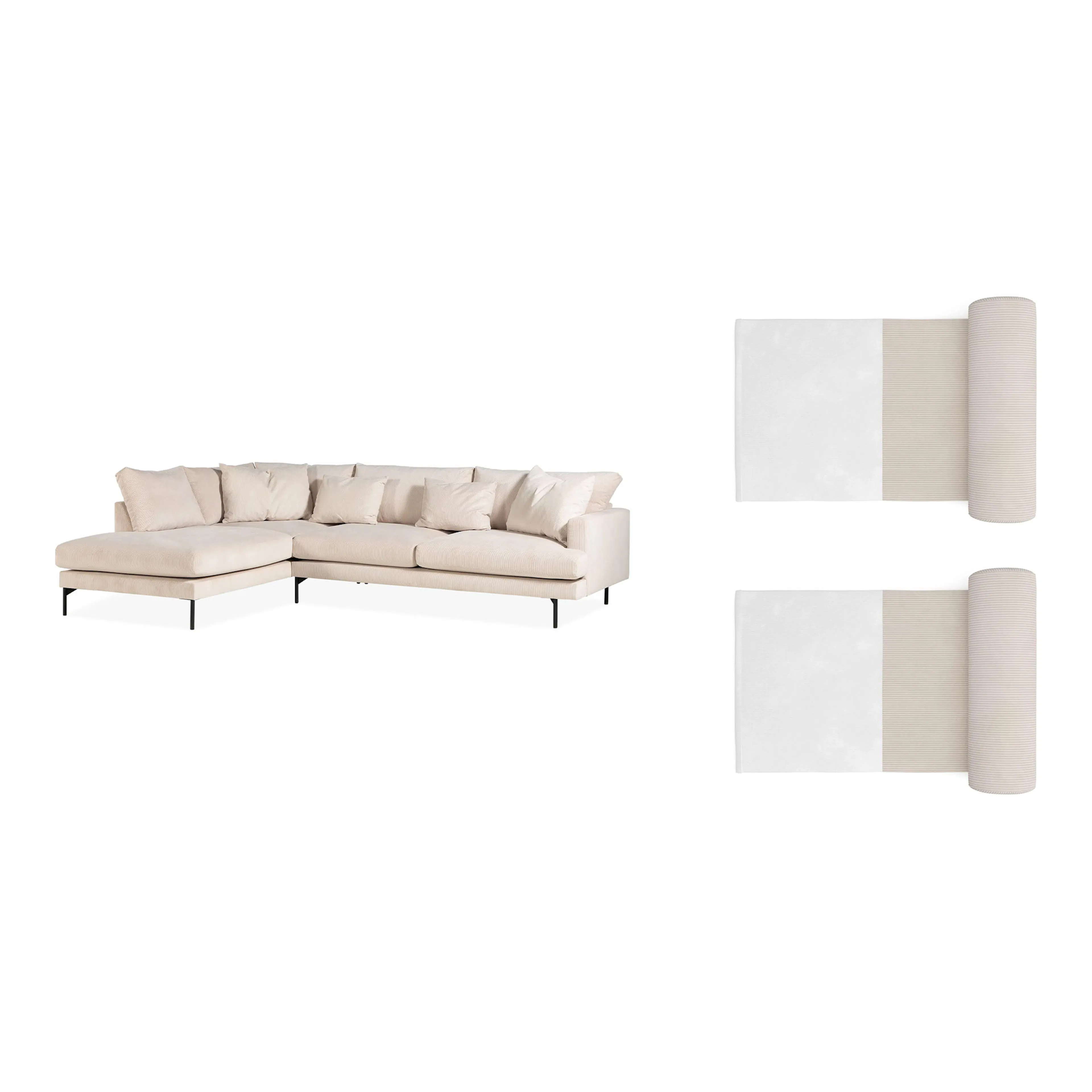 4-sitssoffa Scandi Days Menard L-formad Djup med Schäslong 293 cm inkl Nackkuddar