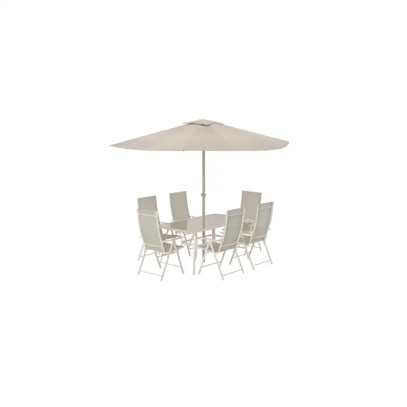 Matgrupp Venture Home Brekki Matbord med 6 stolar och Parasoll
