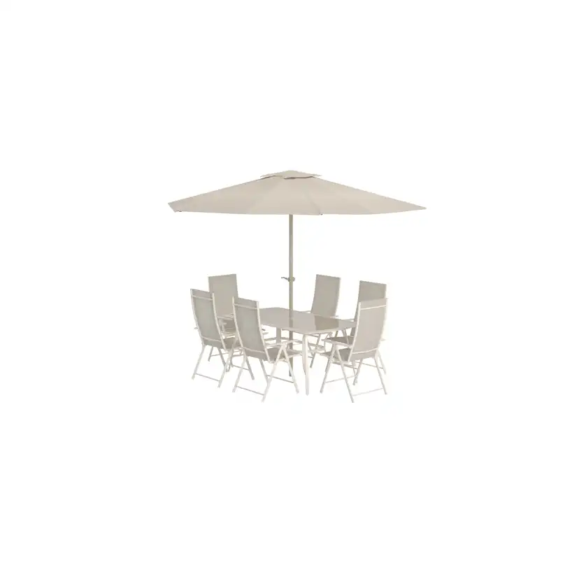 Matgrupp Venture Home Brekki Matbord med 6 stolar och Parasoll
