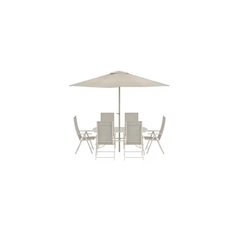 Matgrupp Venture Home Brekki Matbord med 6 stolar och Parasoll