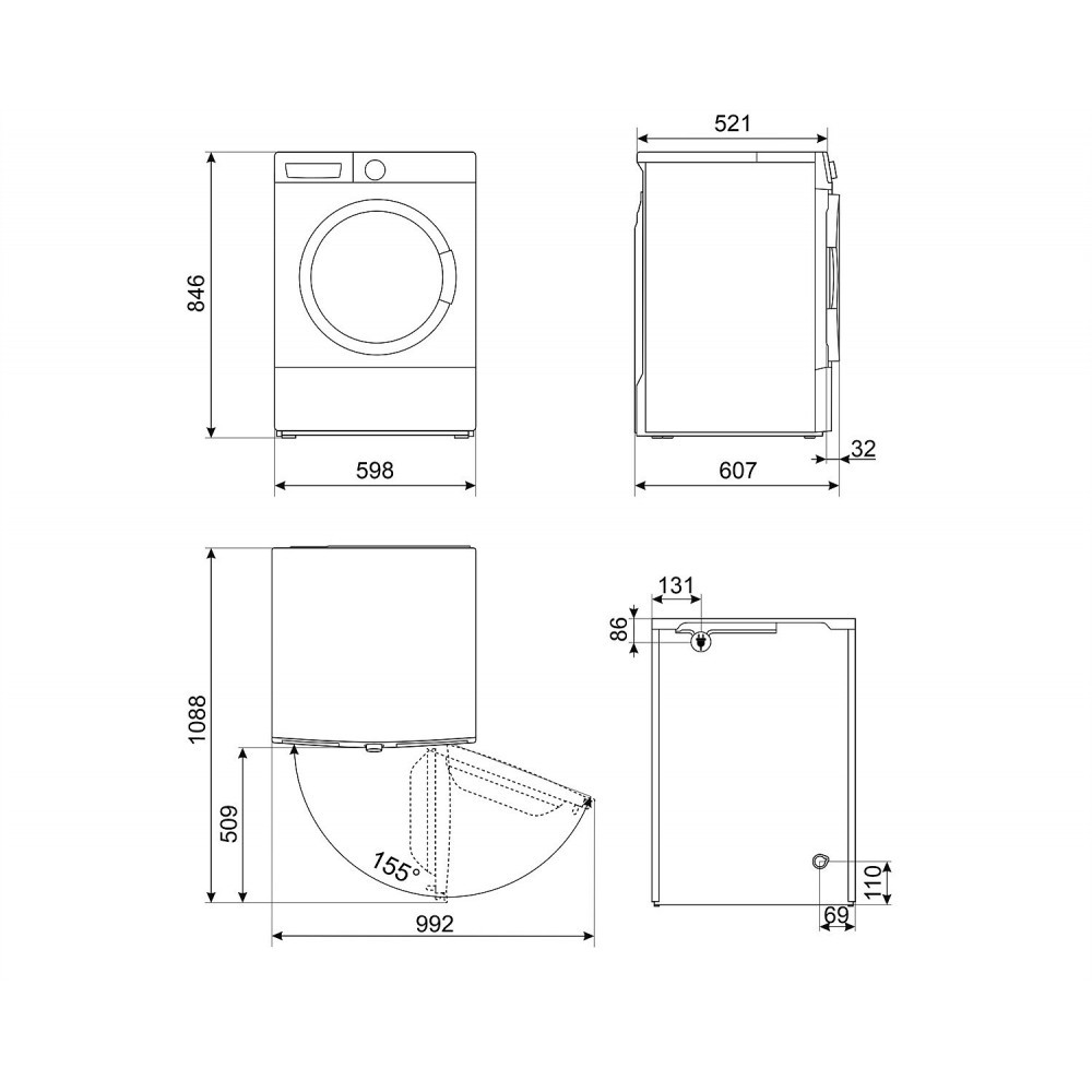 Tvätt- och Torkpaket SMEG WNP84SEAIN DNP82SEIN Invertermotor 1400 varv