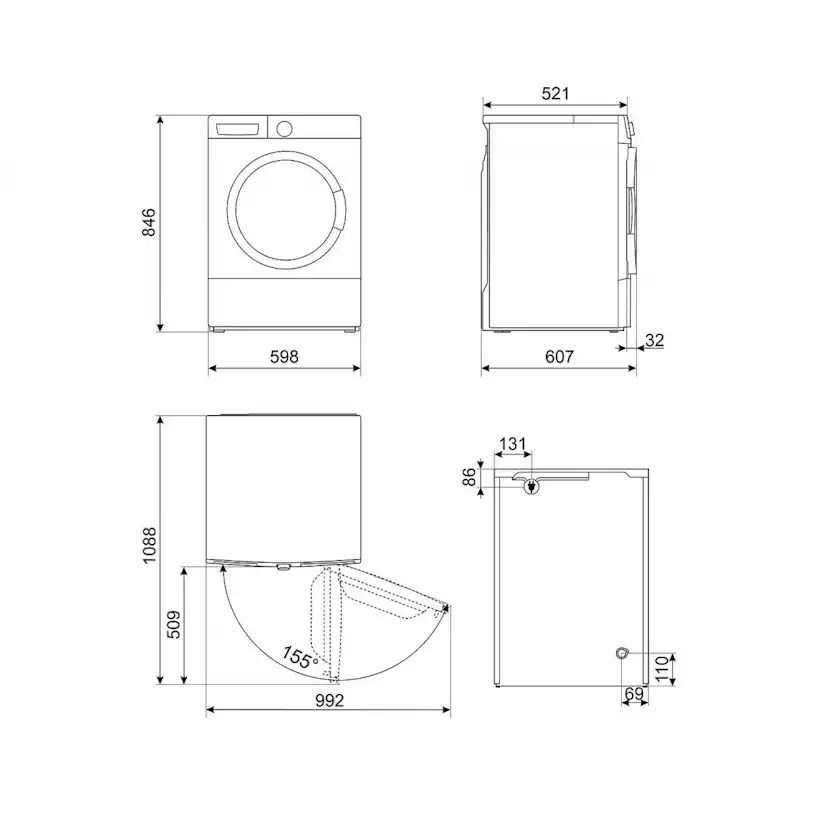 Tvätt- och Torkpaket SMEG WNP84SEAIN DNP82SEIN Invertermotor 1400 varv