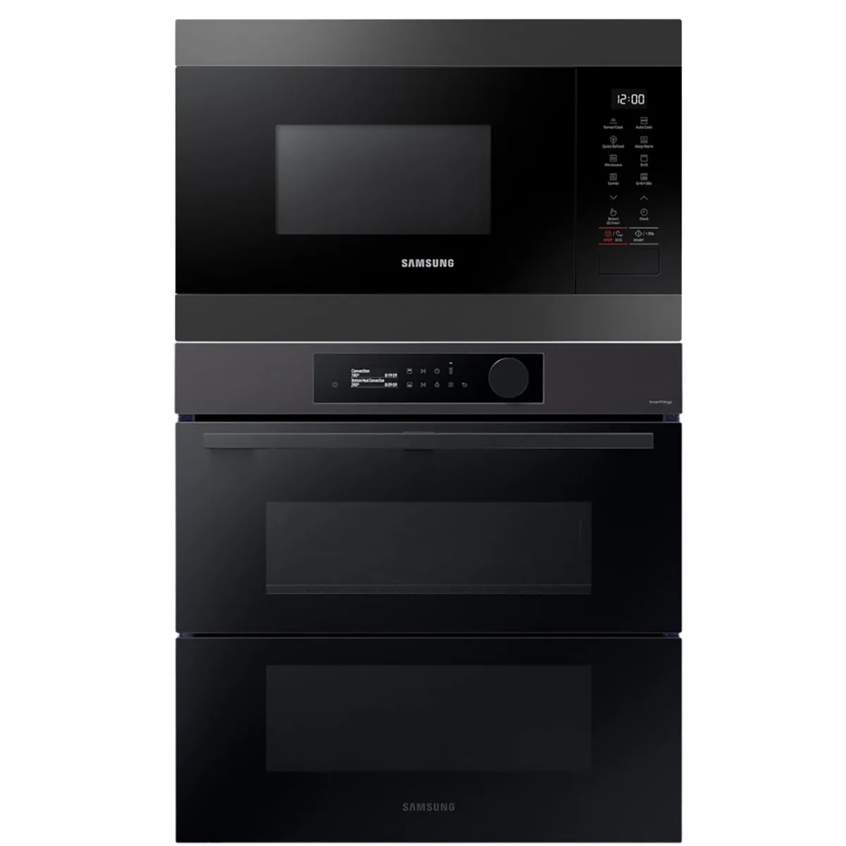 Ugn- och Mikropaket Samsung NV7B57508AB + MG22M8284AM Svart med Varmluft och Pyrolytisk Rengöring