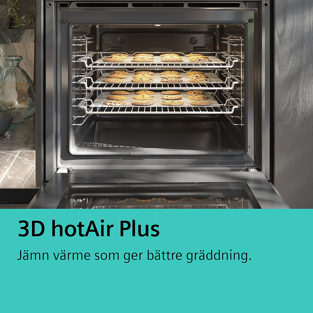 Ugn- och Mikropaket Siemens iQ300 HB234ABS3F + BF523LMB1 Rostfri med 3D hotAir Plus och ecoClean