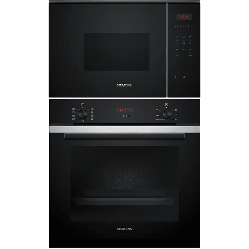 Ugn- och Mikropaket Siemens iQ300 HB234ABS3F + BF523LMB1 Rostfri med 3D hotAir Plus och ecoClean