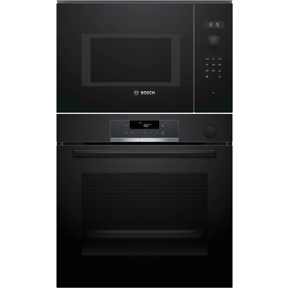 Ugn- och Mikropaket Bosch HRG532BB3 + BFL524MB0 Serie 4 Svart med Ångrengöring och Varmluft
