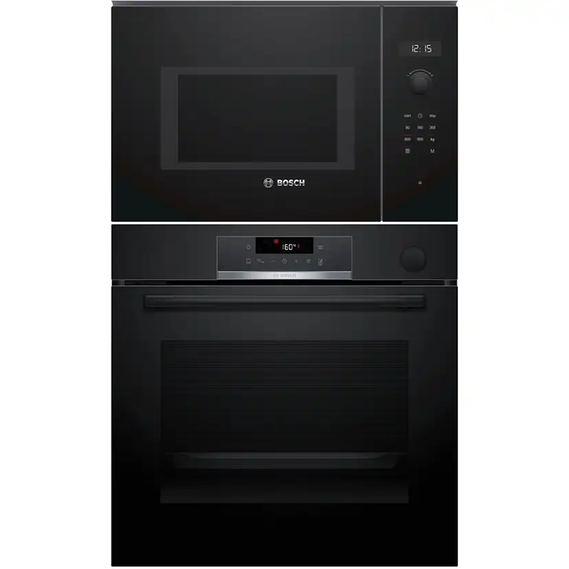 Ugn- och Mikropaket Bosch HRG532BB3 + BFL524MB0 Serie 4 Svart med Ångrengöring och Varmluft